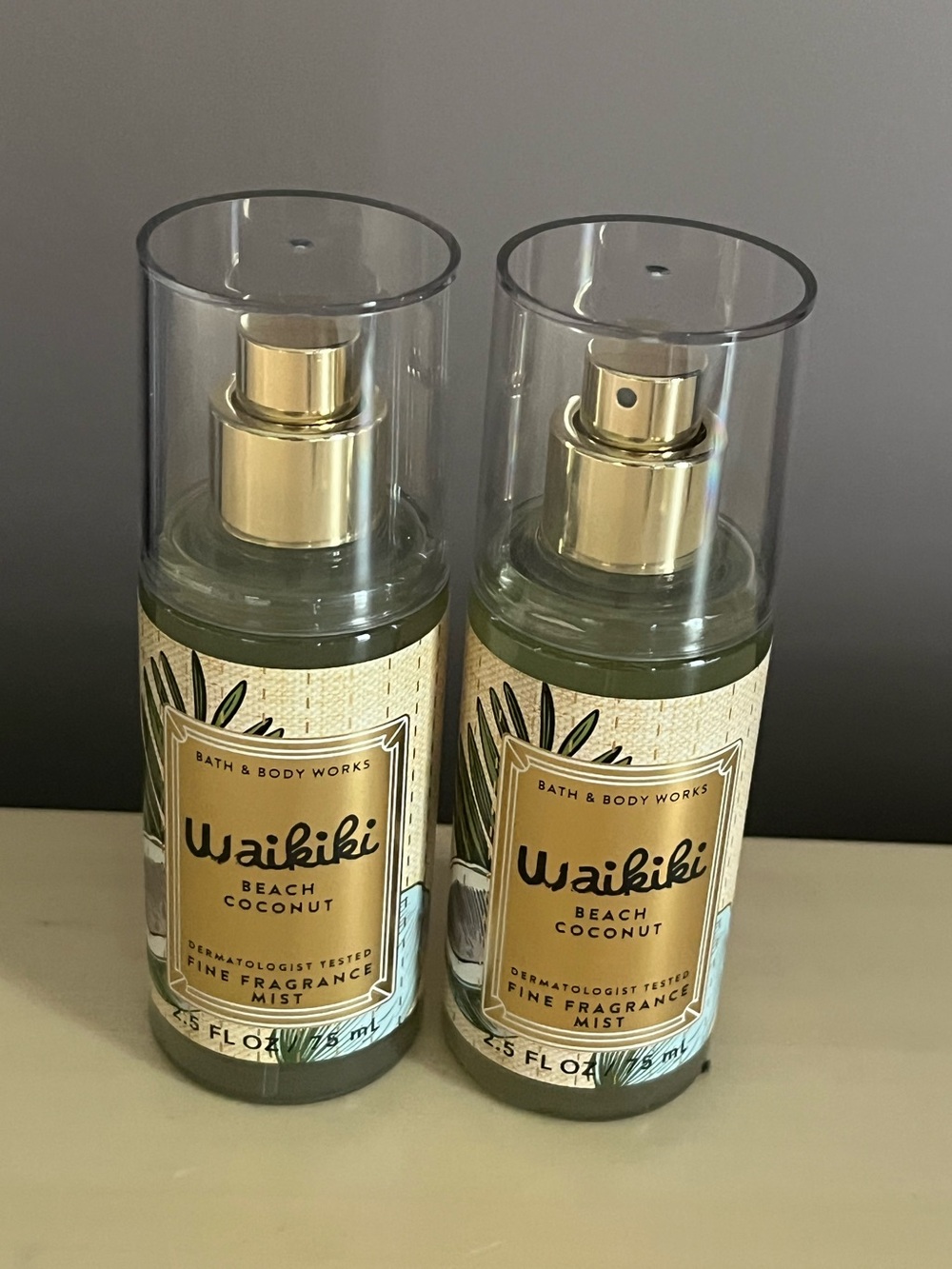Two Bath & Body Works Waikiki Beach Coconut Fragrance Mists Travel Size